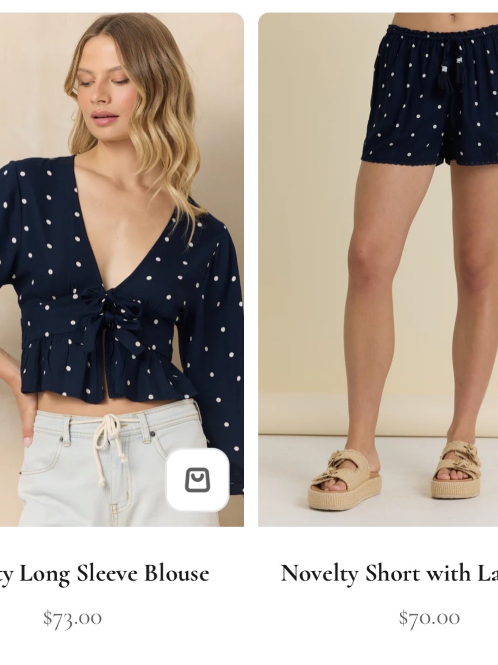 Vintage Havana Navy Polka Dot Two-Piece Set